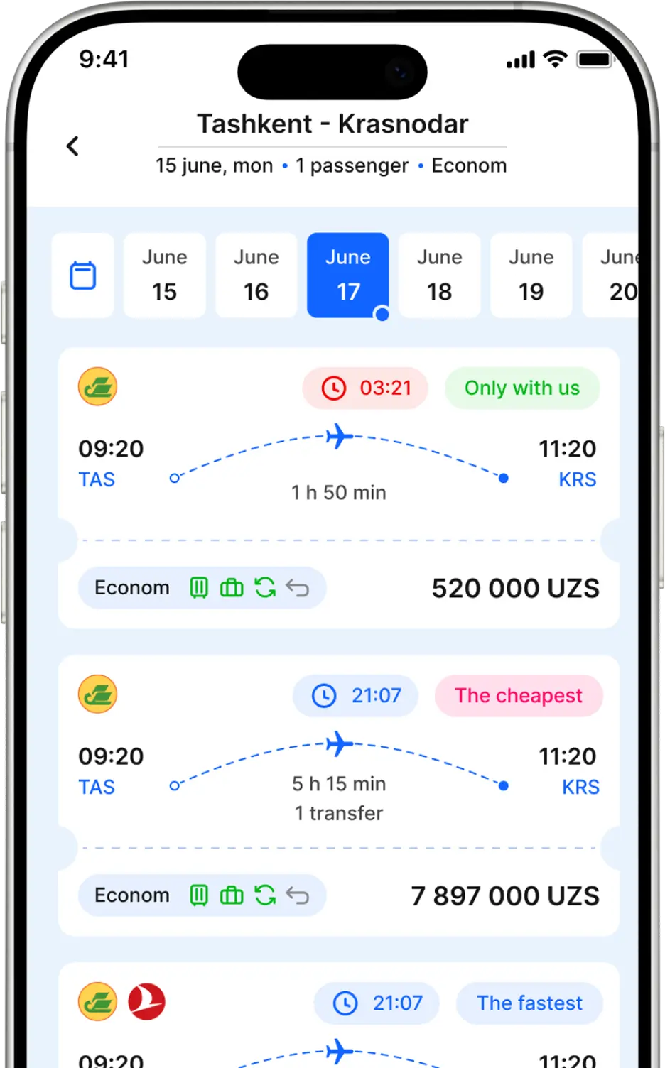 Select the most convenient ticket and purchase it.